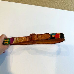 Guatemala Belt Leather Art Embossed Artisan Embroidery People Handcraft Size 28